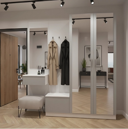 Набор мебели для прихожей "Марсель-109" МР 01-109 В2160 Ш2000 Г420 (ЛДСП Шиншилла серая) Набор мебели для прихожей "Марсель-109" МР 01-109 В2160 Ш2000 Г420 (ЛДСП Шиншилла серая)